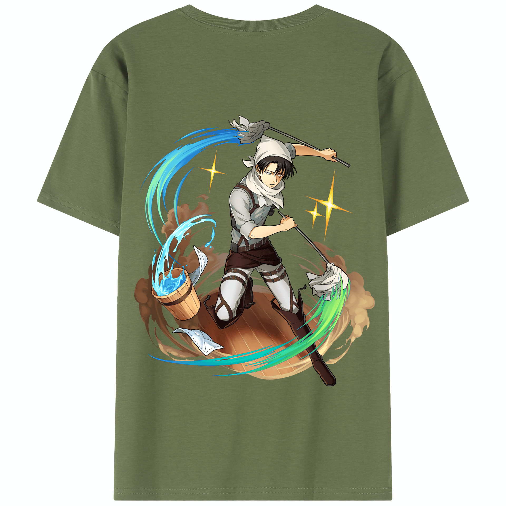 （画像用） 進撃の巨人 リヴァイ·アッカーマン Attack on Titan Levi Ackerman 綿100％半袖Tシャツ（背面プリント）